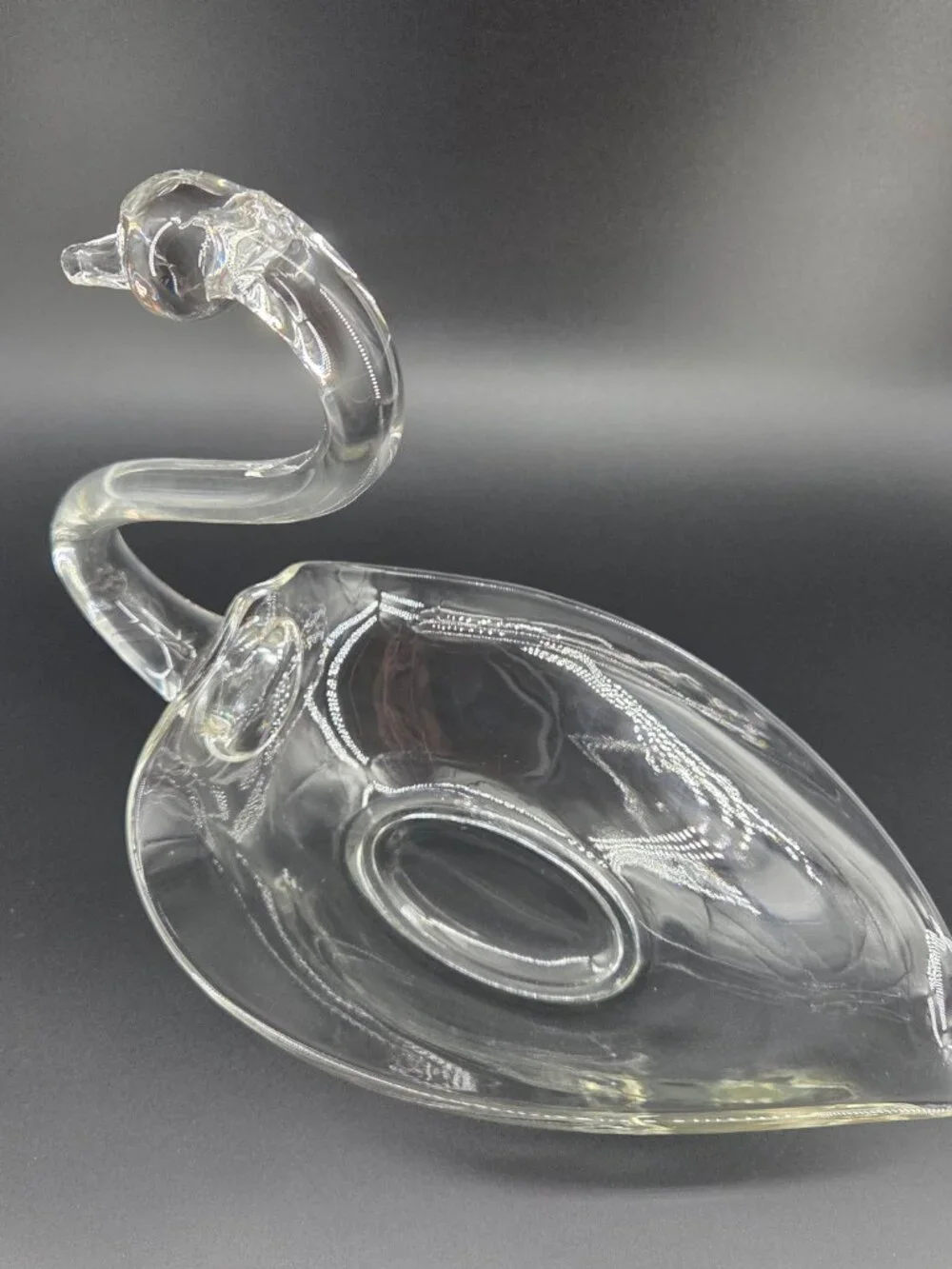 Vintage Duncan Miller Glass Swan Bowl 12